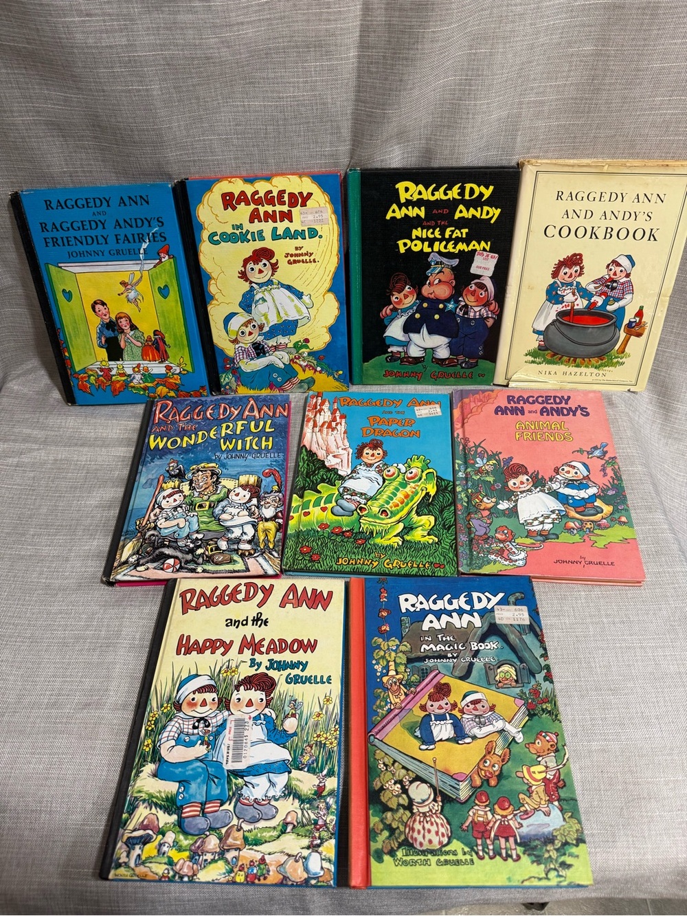 VTG Lot of 9 Raggedy Ann and Andy HC books by Johnny Gruelle 1960s/1970s edition